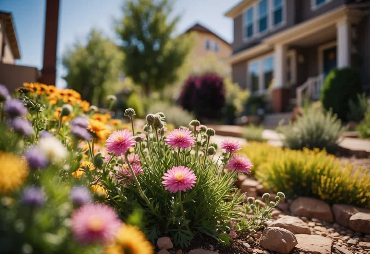 Lush greenery and vibrant flowers adorn the front yards of homes in Colorado Springs' Old North End neighborhood, creating a stunning display of landscaping